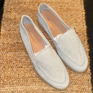 Tahari Soft Gray Blue Suede Loafers Size 9